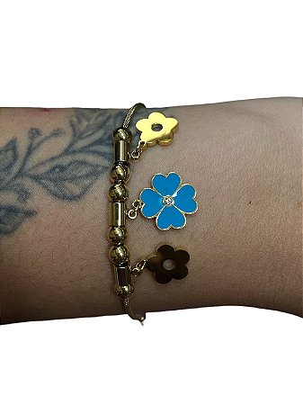 Bracelete De Punho - BR047 | Dourada com Verde