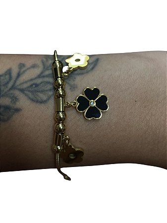 Bracelete De Punho - BR047 | Dourado com Preto