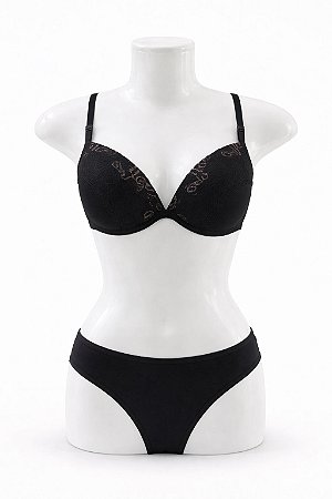 Conjunto Lingerie - Preto com Rosa