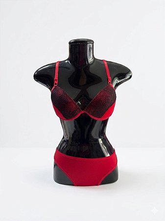 Conjunto de Lingerie - Vermelho com Preto
