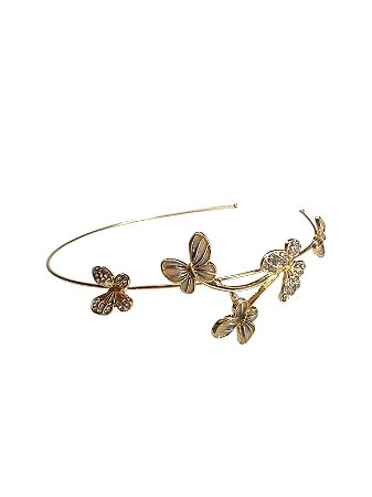 Diadema Borboleta Metalizado - Dourado