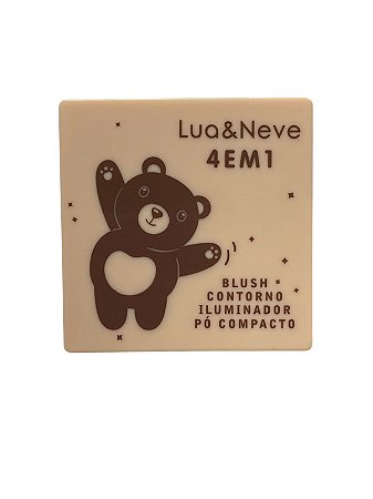 Paleta 4 em 1 - Cor 01 |blush, contorno, iluminador, pó compacto | Lua e Neve