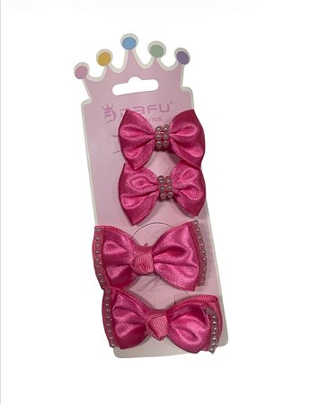 Kit Laços- Quatro Unidades (Pérola) | Rosa