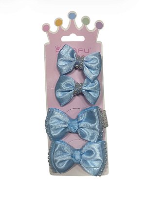 Kit Laços- Quatro Unidades (Pérola) | azul bebê