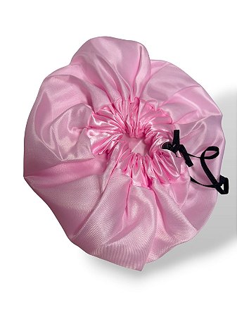 Touca de Cetim Regulável - Rosa Bebê