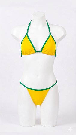 Biquíni | Tamanho Único - Amarelo Com Detalhe Verde