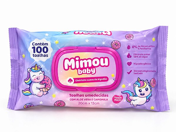 Lenço Umedecido - Mimou Baby | Unicórnio – 100 Toalhas