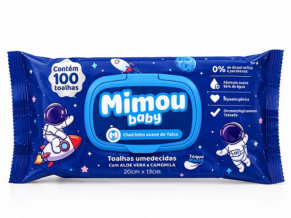 Lenço Umedecido - Mimou Baby | Astronauta – 100 Toalhas