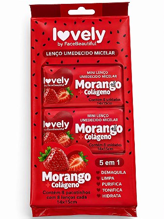Lenço Umedecido - Mini| Lovely – Morango+ Colágeno