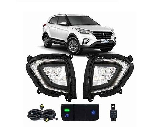 Kit Farol Milha Hyundai Creta Drl Daylight Luz Diurna 2020 2021 2022 Pcd Attitude Smart