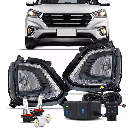 Kit Farol Milha Hyundai Creta Drl Daylight Luz Diurna 2020 2021 2022 Pcd Attitude Smart