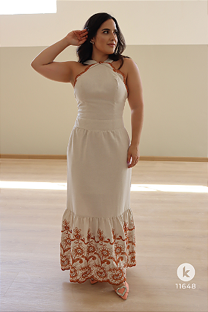 VESTIDO G BEGE LINHO