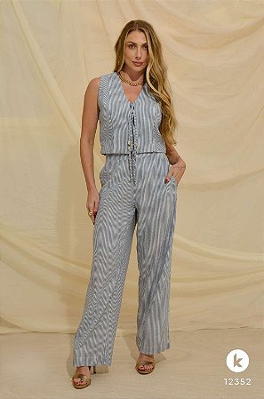 Conjunto calça e blusa listrado M kimika