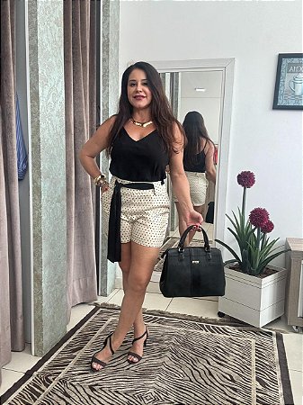 Conjunto shorts poa e ragata preta G