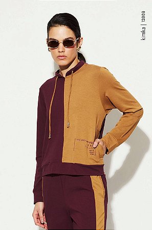 Conjunto moletom vinho/Camel P