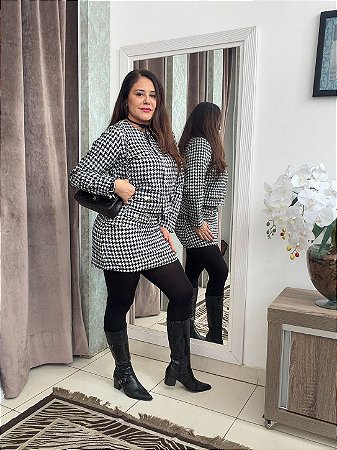 Conjunto Tweed Xadrez Poodle Peed G Forrado
