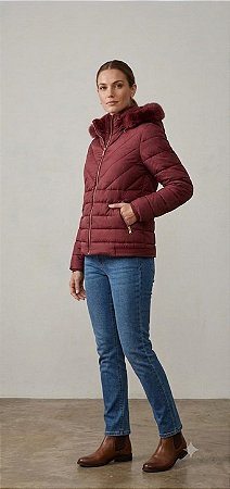 Jaqueta Puffer Forrada Bordô M Feminina