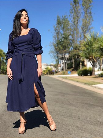 Vestido Midi Marinho M