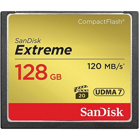 Cartão de Memória Sandisk CompactFlash 128GB Extreme 120MB/s