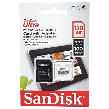 Cartão de Memória SanDisk Micro SD 128GB 100MB/s Ultra