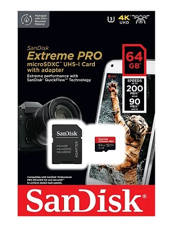 Cartão Memória Sandisk Micro SD 64gb Extreme Pro 200Mbs