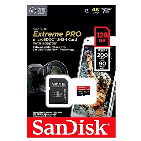Cartão Memória Sandisk Micro SD 128gb Extreme Pro 200Mbs