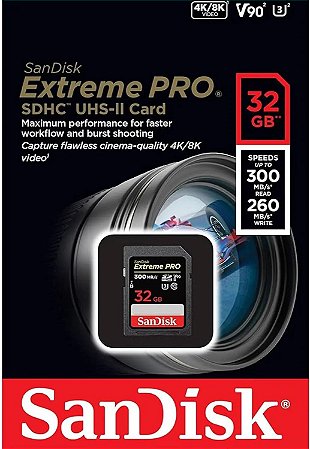 Cartão Memória Sandisk 32gb Extreme Pro 300Mbs