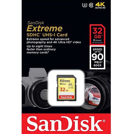 Cartão de Memória SanDisk Extreme SD 32GB 90MBs