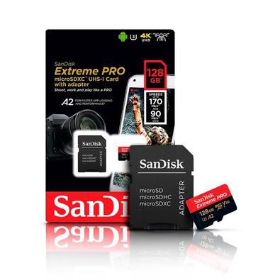 Cartão de Memória SanDisk Micro 128GB Extreme Pro 170MBs