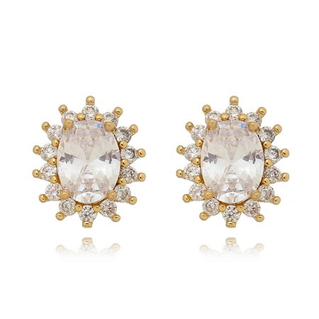 Brinco ponto de luz cravejado com mini zircônias banhado em ouro 18k