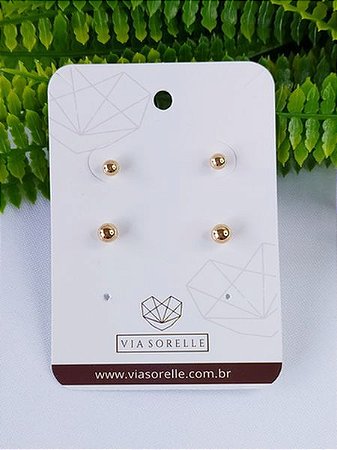 Kit de brincos bolinha banhado em ouro 18k
