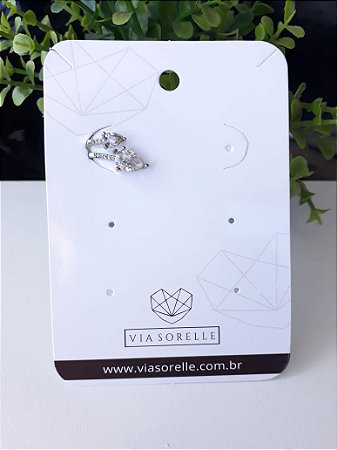 Piercing fake pedra cristal gotas cravejado de mini zircônias banhado em ródio branco