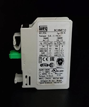 BCXMF-10 Bloco Contato Auxiliar Frontal 1na - WEG