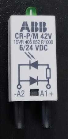 1SVR405652R1000 Módulo Diodo Conectável Led Verde, Cr-P/M 42v, 6-24vdc, A1+, A2-  ABB