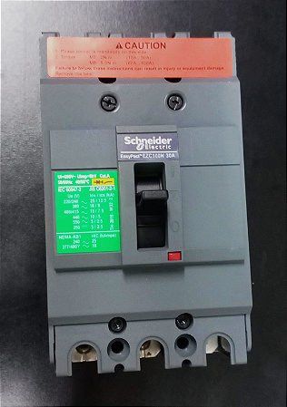 EZC100N3030 Disjuntor Caixa Moldada Tripolar Fixa Térmico E Magnético 30a 10ka - SCHNEIDER
