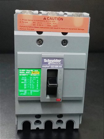 EZC100N3040 Disjuntor Caixa Moldada Tripolar Termomagnético Fixo 550vca 40a 25ka - SCHNEIDER