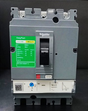CVS100B3032 Disjuntor Tripolar Termomagnético 32a/ 25ka Easypact Tm32d - SCHNEIDER