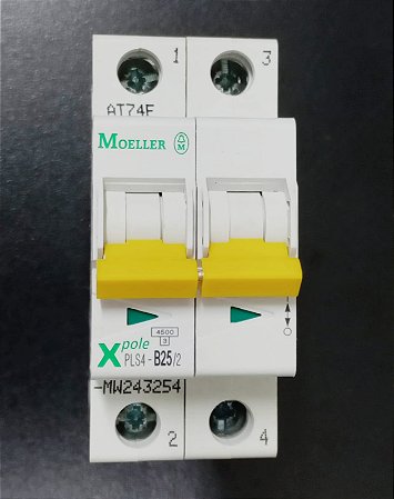 PLS4-B25/2-MW Disjuntor Bipolar 25a 4,5ka Curva B - EATON