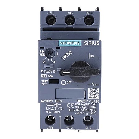 3RV2011-1GA10 Disjuntor Motor Termomagnético Innov 4,5-6,3a - SIEMENS