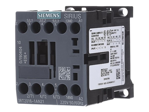3RT2016-1AN21 Contator Tripolar 9a 220v 1na - SIEMENS