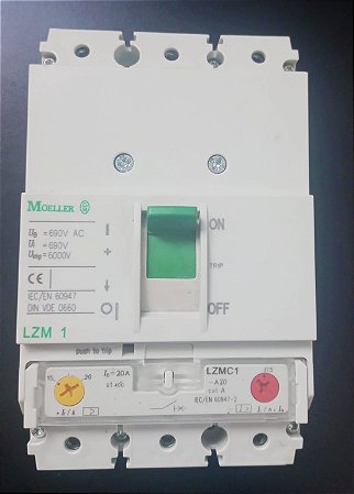 LZMC1-A20 Disjuntor Em Caixa Moldada Três Pólos 20 A Iec/En 60947 Vde 0660 Iec - EATON