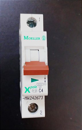 PLS6-C4 Disjuntor Modular termomagnético 1 polo, curva C, 4 A CC (corrente contínua)- EATON