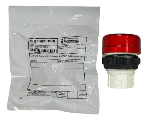 V221/13 Sinaleiro 22mm Visor Raiado Vermelho - SCHMERSAL