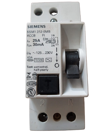 5SM1 312-0MB Interroptor Dr 2p+N 25a/30ma Ac 220v - SIEMENS (USADO)