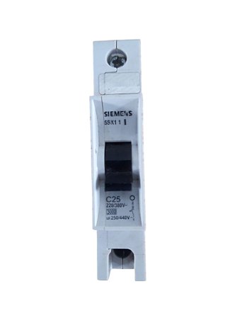 5SX1-1-C25 Mini Disjuntor Monopolar Curva C, 25a, 1p 5ka 127/220v, 3ka 220/380v - SIEMENS (USADO)