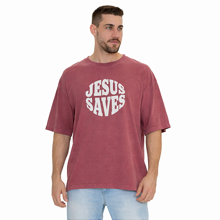 Camiseta 100% Algodão Oversized Jesus Saves