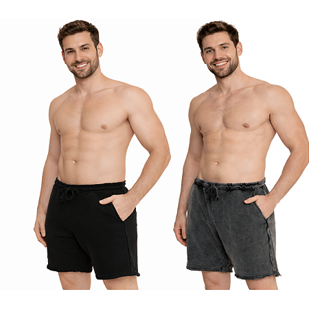 Kit 2 Bermudas Masculina Premium Shorts Moletinho Estonado