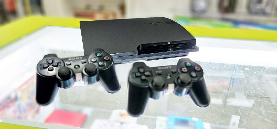 PlayStation 3 - Slim - 160 gb - Seminovo + 2 controles + 3 *Jogos Seminovos à sua escolha