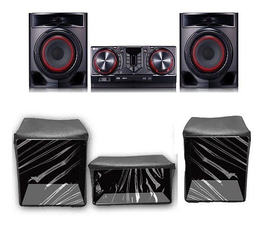 Kit 3 Capas Mini System LG Cj44 Preta Frente Transparente
