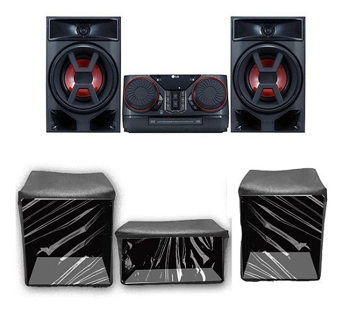 Kit 3 Capas Mini System LG Ck43 Preta Frente Transparente